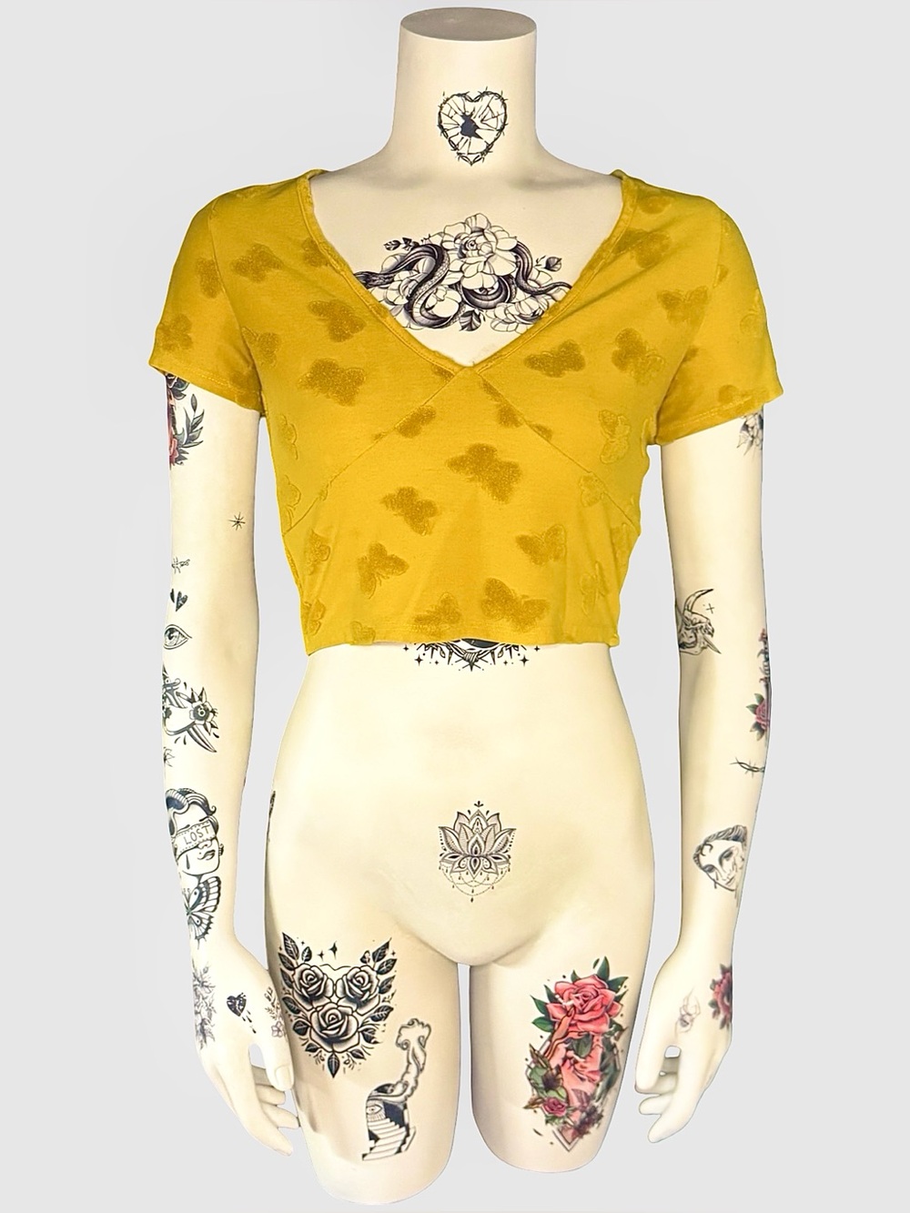 Yellow butterfly crop top